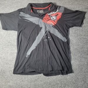 Current Y2K Men's‎ Polo Shirt Size XL Short Sleeves Black Red Hip Hop